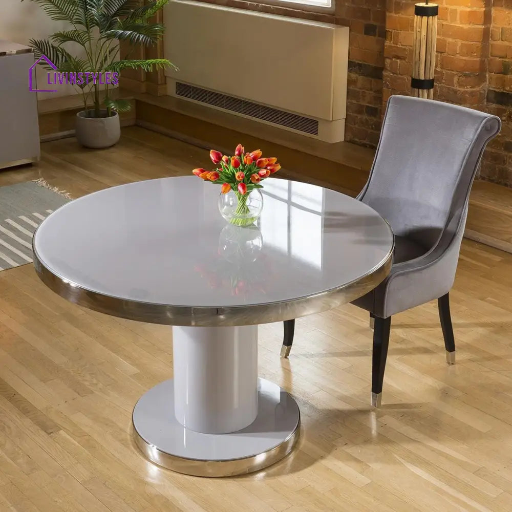 Yuliya 4 Seater Round Dining Set Grey Mustard Dining Room / Dining Sets
