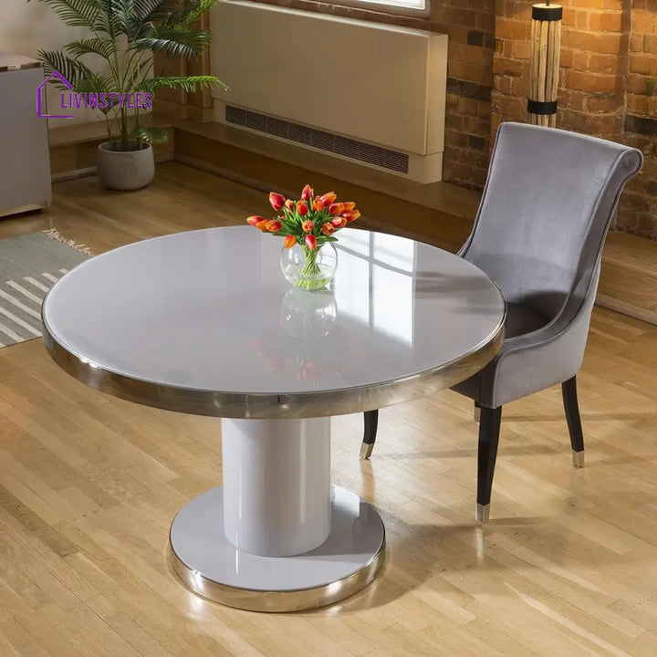 Yuliya 4 Seater Round Dining Set Grey Mustard Dining Room / Dining Sets