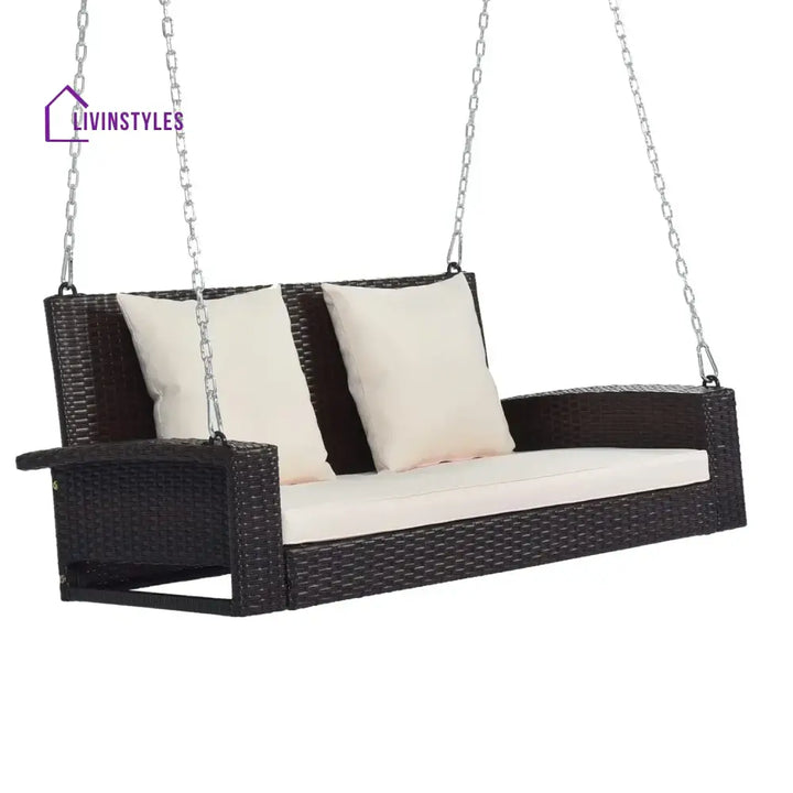 Yumiko Dark Brown Rattan Wicker Two Seater Sofa Swing - Swing