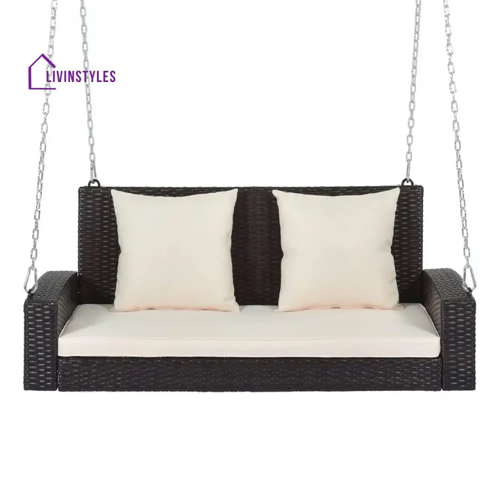 Yumiko Dark Brown Rattan Wicker Two Seater Sofa Swing - Swing