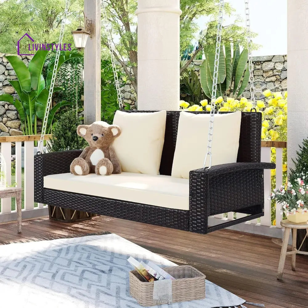 Yumiko Dark Brown Rattan Wicker Two Seater Sofa Swing - Swing