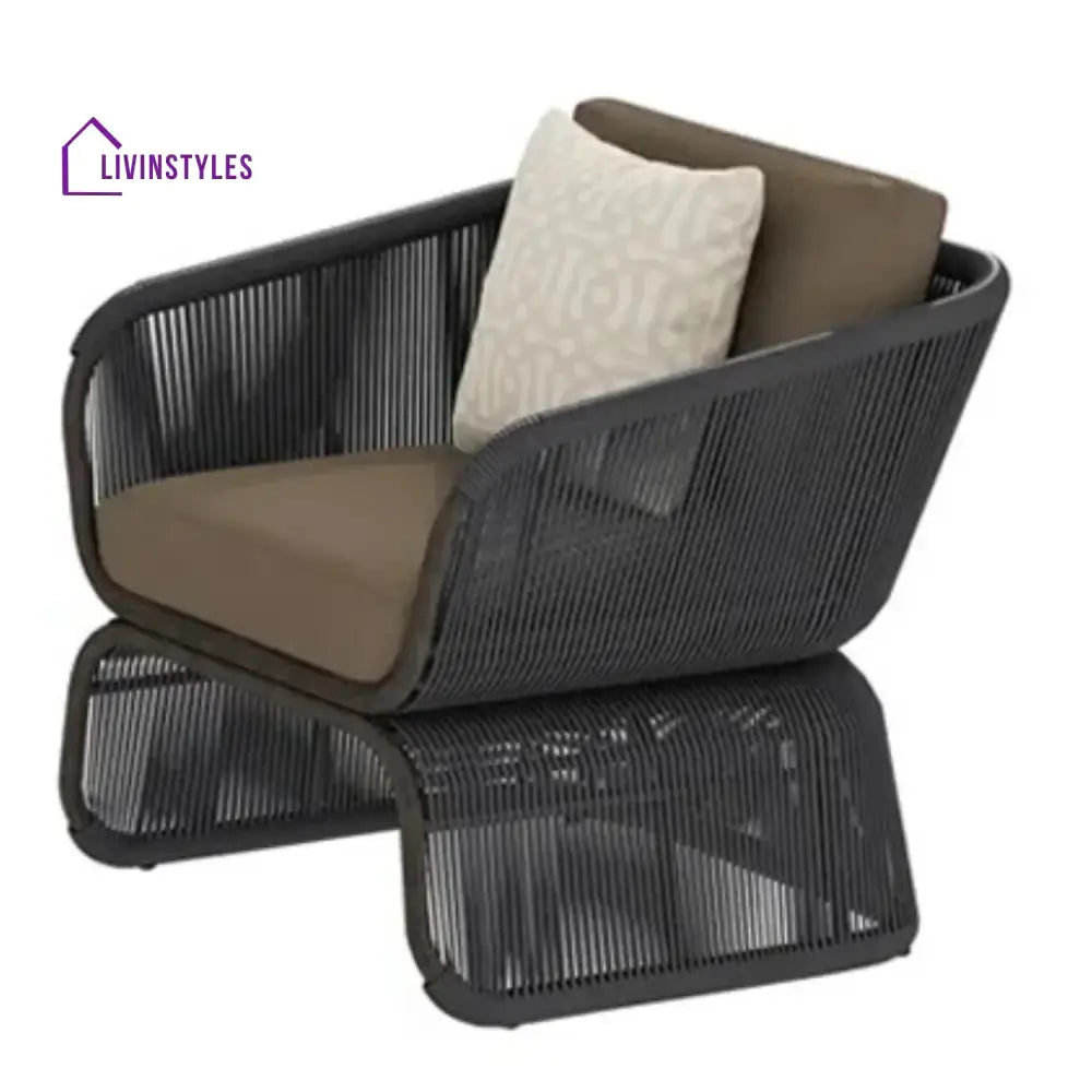 Yumna Outdoor Braided Rope Sofa Set With 2-Tier Glass Top Table - Sofa Set