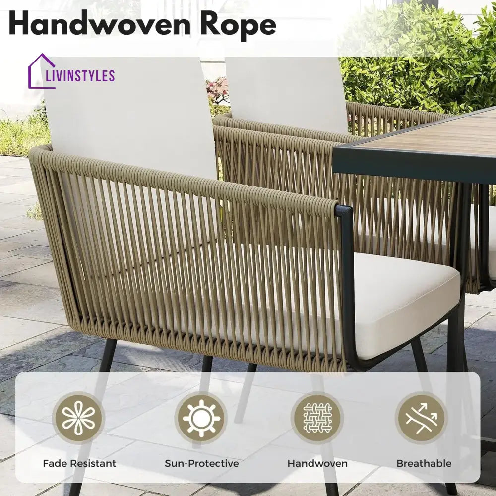 Yun 5-Piece Outdoor Patio Dining Set with Square Wood Tabletop - Dining Set