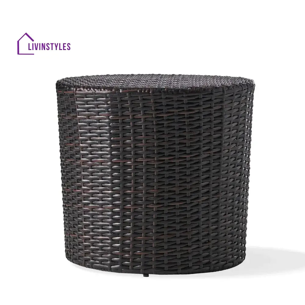 Yuna Dark Brown Wicker Garden Bistro End Table - Table