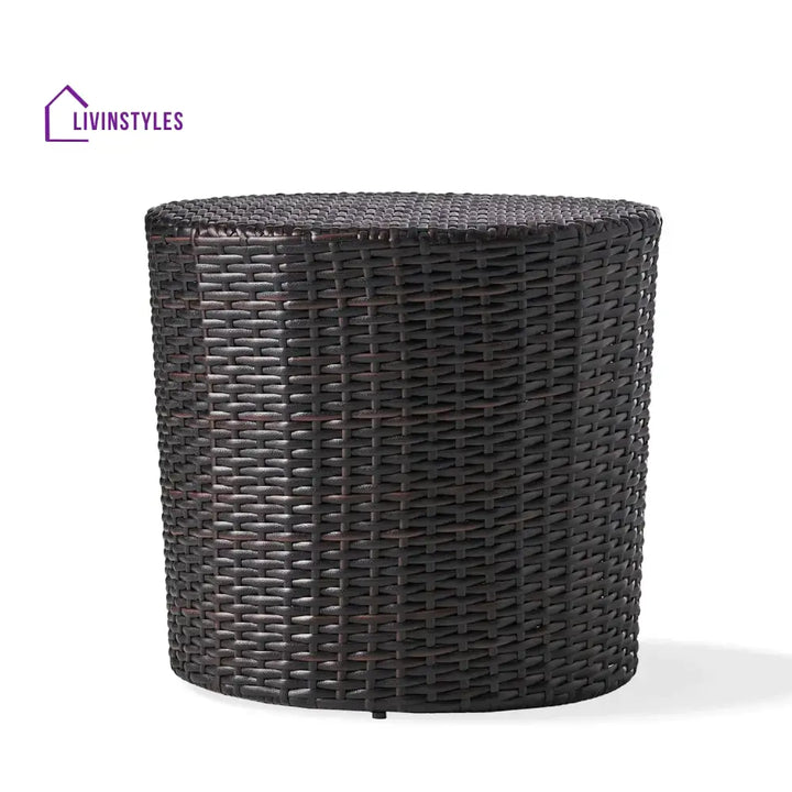 Yuna Dark Brown Wicker Garden Bistro End Table - Table