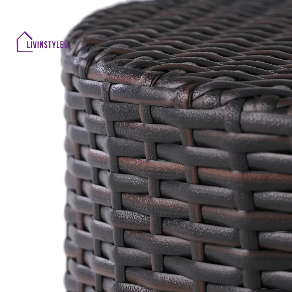 Yuna Dark Brown Wicker Garden Bistro End Table - Table