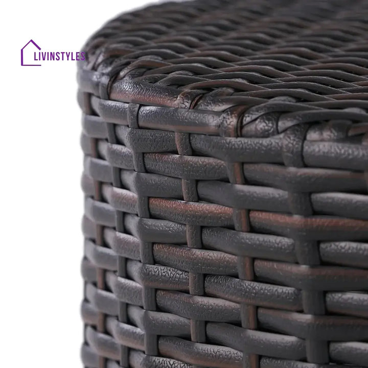 Yuna Dark Brown Wicker Garden Bistro End Table - Table