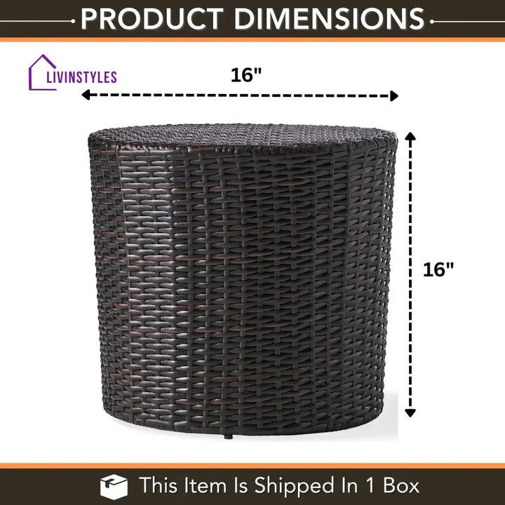 Yuna Dark Brown Wicker Garden Bistro End Table - Table