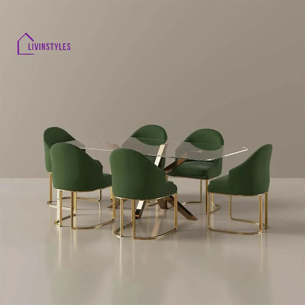 Yuri 7 Piece Modern Luxury Glass Kitchen Table Set