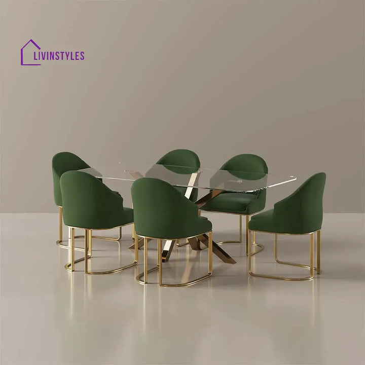 Yuri 7 Piece Modern Luxury Glass Kitchen Table Set