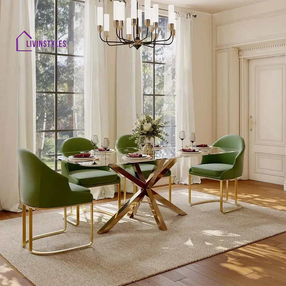 Yuri 7 Piece Modern Luxury Glass Kitchen Table Set