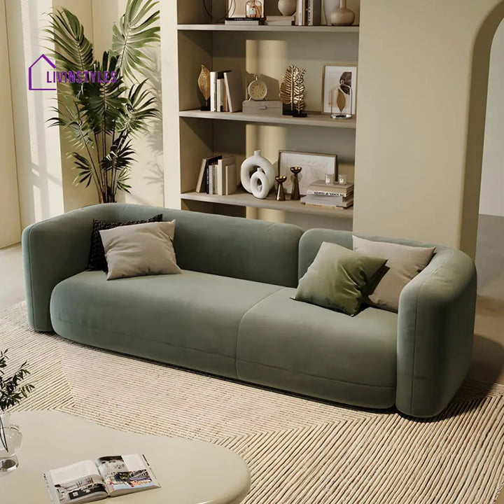 Yuri Velvet Green 3 Seater Sofa for Living Room