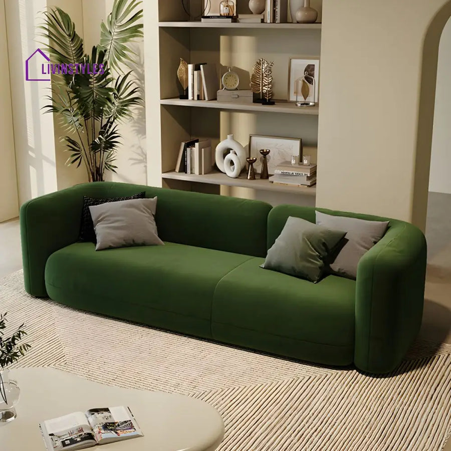Yuri Velvet Green 3 Seater Sofa for Living Room
