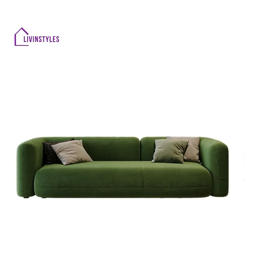 Yuri Velvet Green 3 Seater Sofa for Living Room
