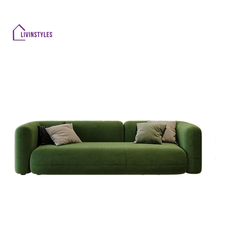 Yuri Velvet Green 3 Seater Sofa for Living Room