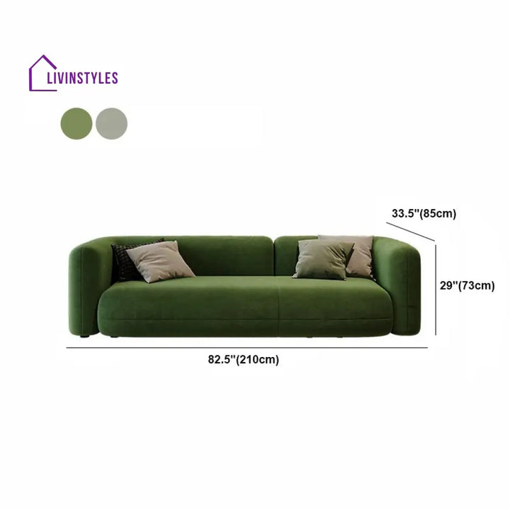 Yuri Velvet Green 3 Seater Sofa for Living Room