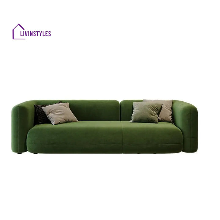 Yuri Velvet Green 3 Seater Sofa for Living Room