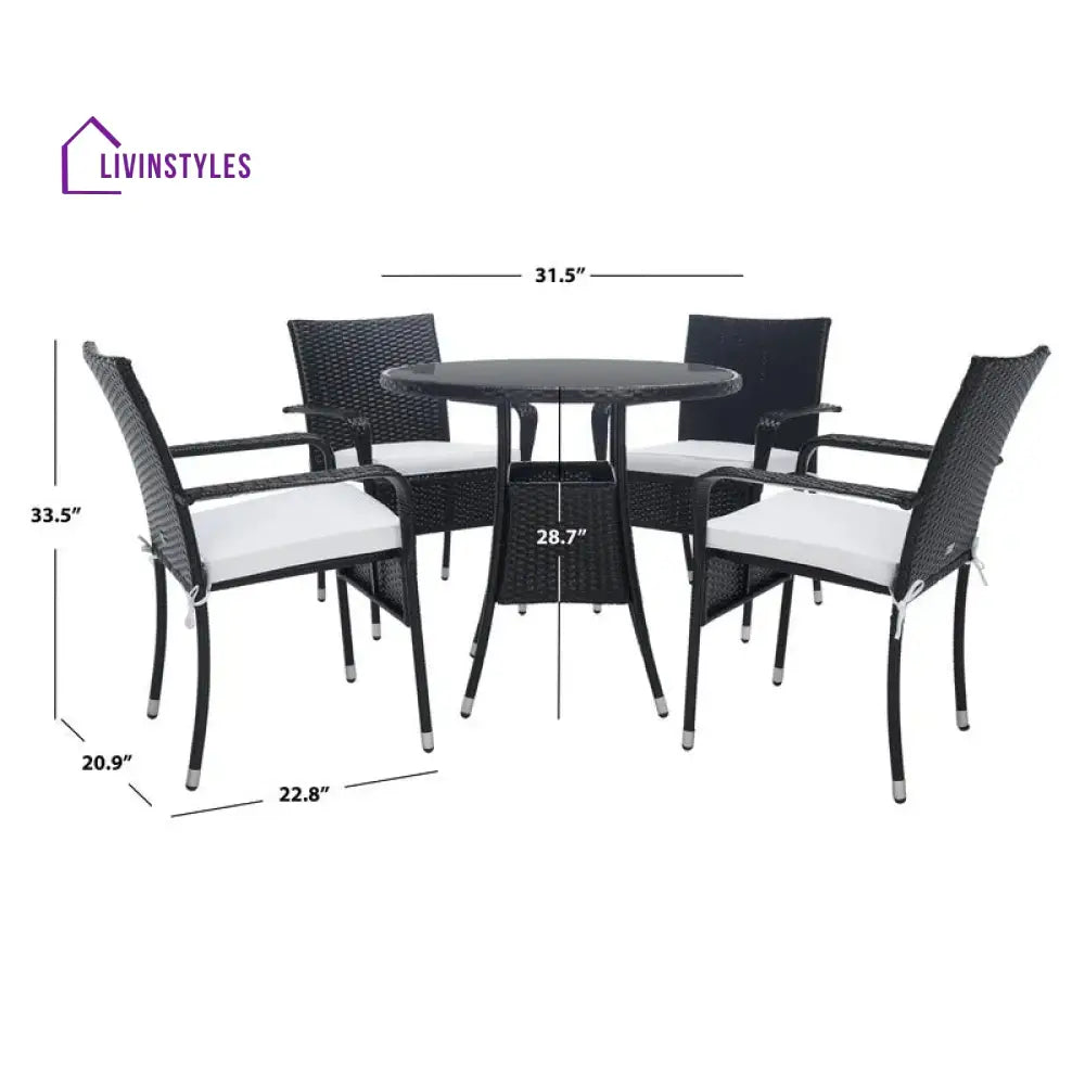 Yurick Outdoor Patio Seating Set 4 Chairs and 1 Table Set (Black) - Coffee Table Sets