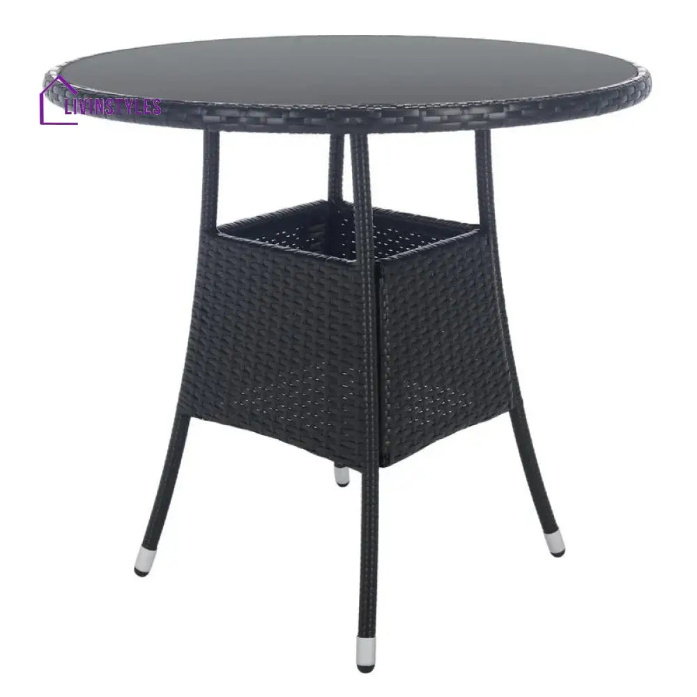 Yurick Outdoor Patio Seating Set 4 Chairs and 1 Table Set (Black) - Coffee Table Sets