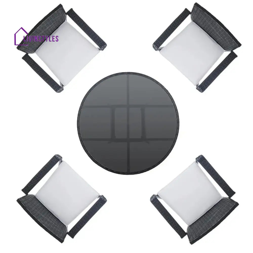 Yurick Outdoor Patio Seating Set 4 Chairs and 1 Table Set (Black) - Coffee Table Sets