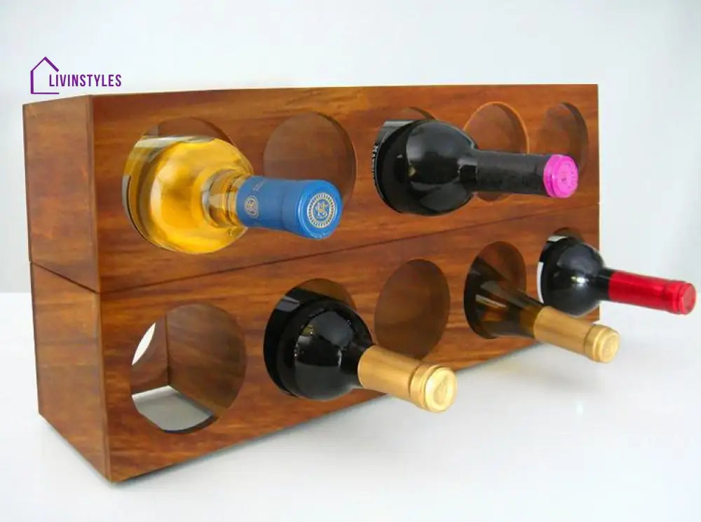 Yurii Solid Sheesham Wood Wine Rack 2 Piece Set - 10 Bottles Capacity / Honey Bar