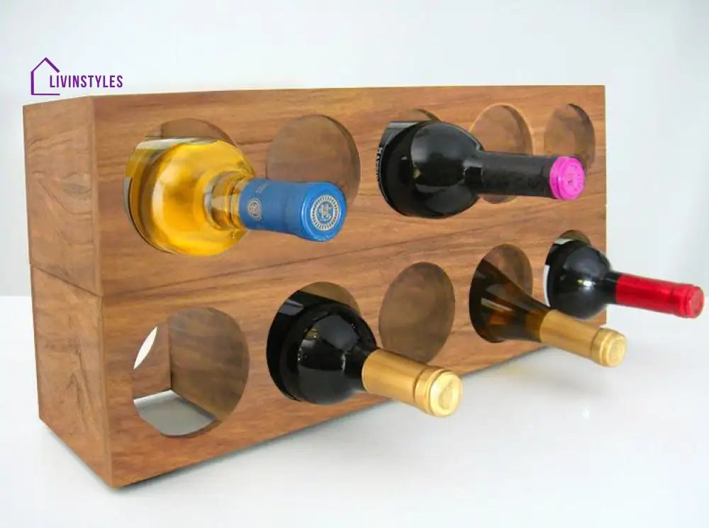 Yurii Solid Sheesham Wood Wine Rack 2 Piece Set - 10 Bottles Capacity / Stone Bar