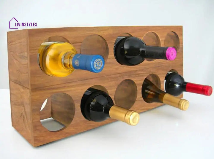 Yurii Solid Sheesham Wood Wine Rack 2 Piece Set - 10 Bottles Capacity / Stone Bar
