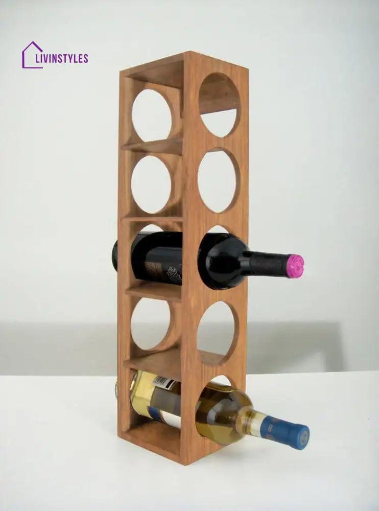 Yurii Solid Sheesham Wood Wine Rack One Piece - 5 Bottles Capacity (Size L 70 x D 15 x H 15 cms) Stone Bar