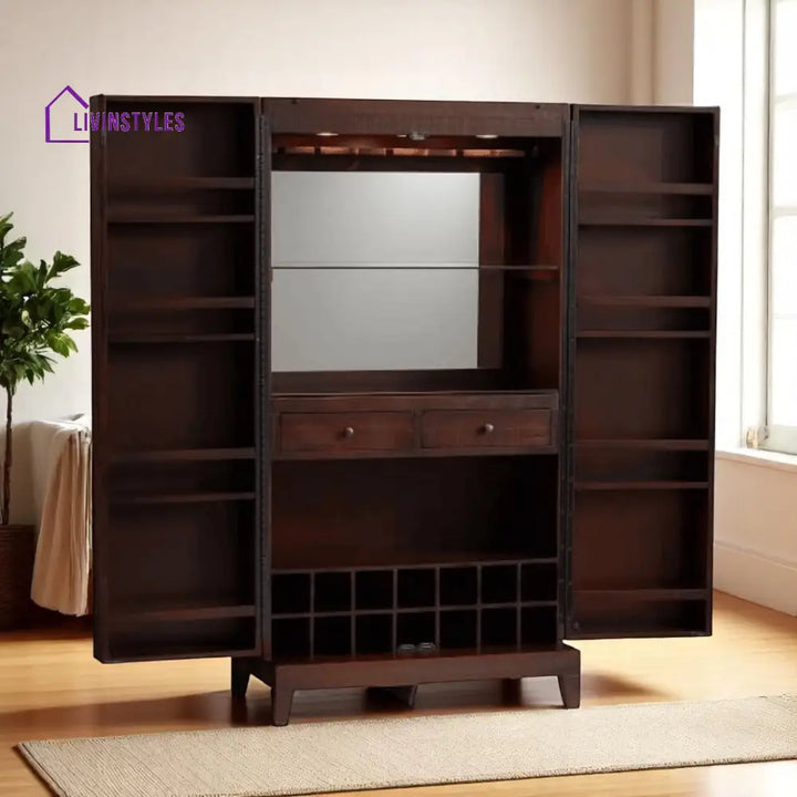Yurko Handmade 100% Sheesham Cupboard Style Bar Cabinet Bar Furniture