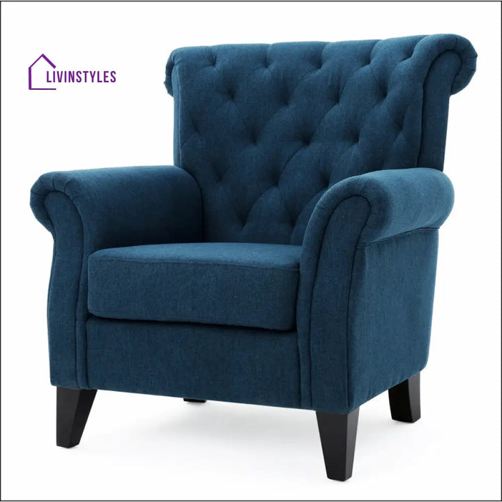 Yutika Solid Wood and Fabric Arm Chair | Living Room Chair | Lounge Chair