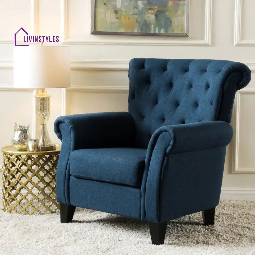 Yutika Solid Wood and Fabric Arm Chair | Living Room Chair | Lounge Chair