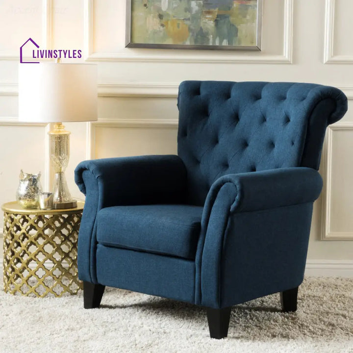 Yutika Solid Wood and Fabric Arm Chair | Living Room Chair | Lounge Chair