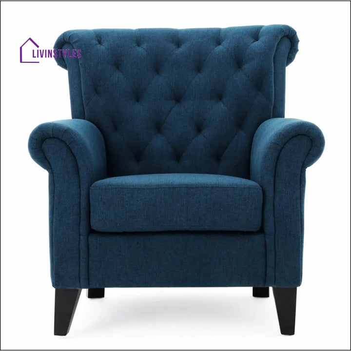 Yutika Solid Wood and Fabric Arm Chair | Living Room Chair | Lounge Chair