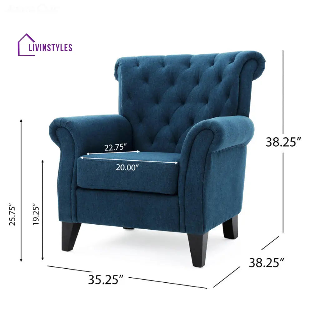 Yutika Solid Wood and Fabric Arm Chair | Living Room Chair | Lounge Chair