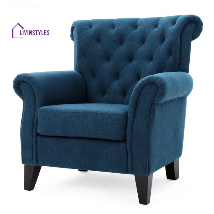 Yutika Solid Wood and Fabric Arm Chair | Living Room Chair | Lounge Chair