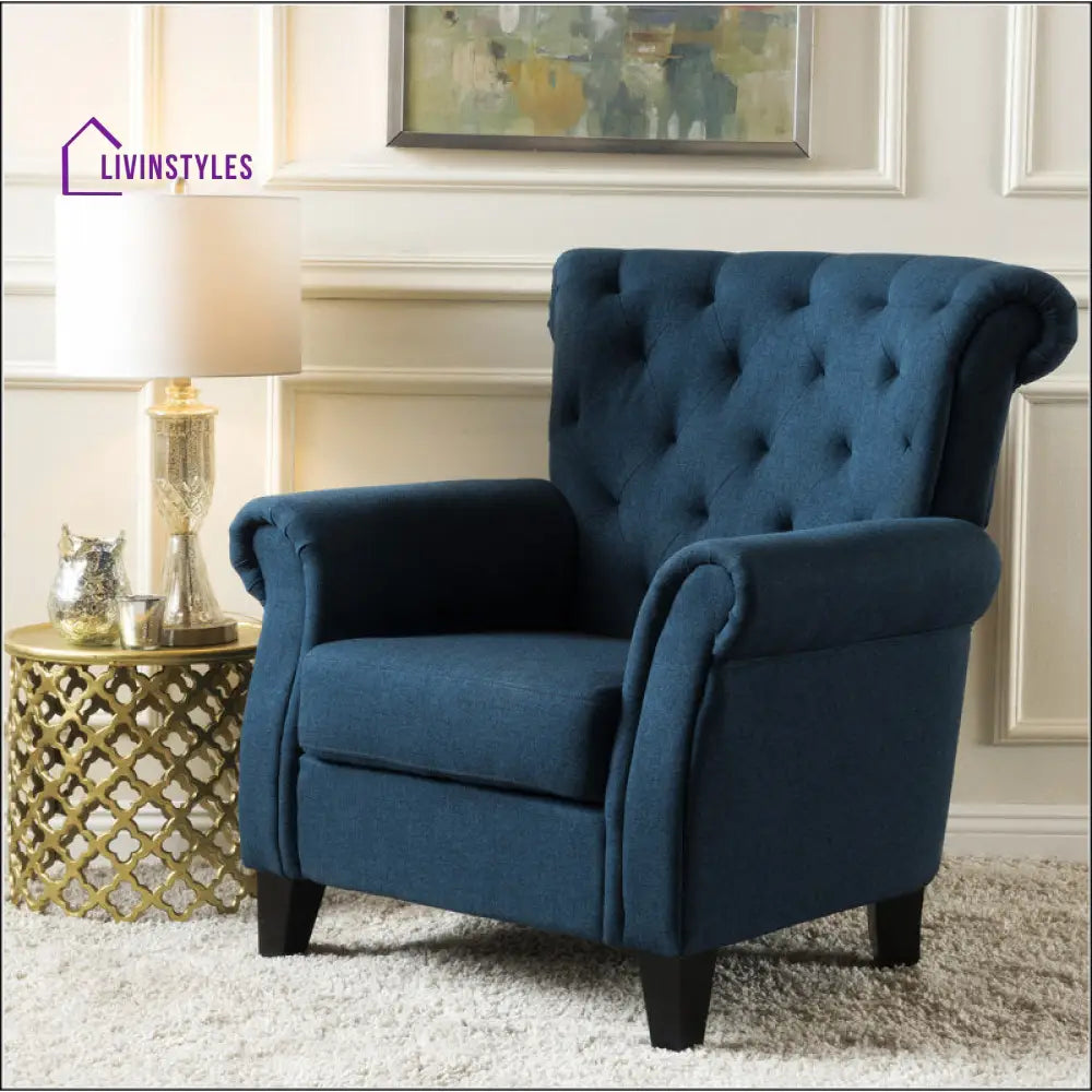 Yutika Solid Wood and Fabric Arm Chair | Living Room Chair | Lounge Chair