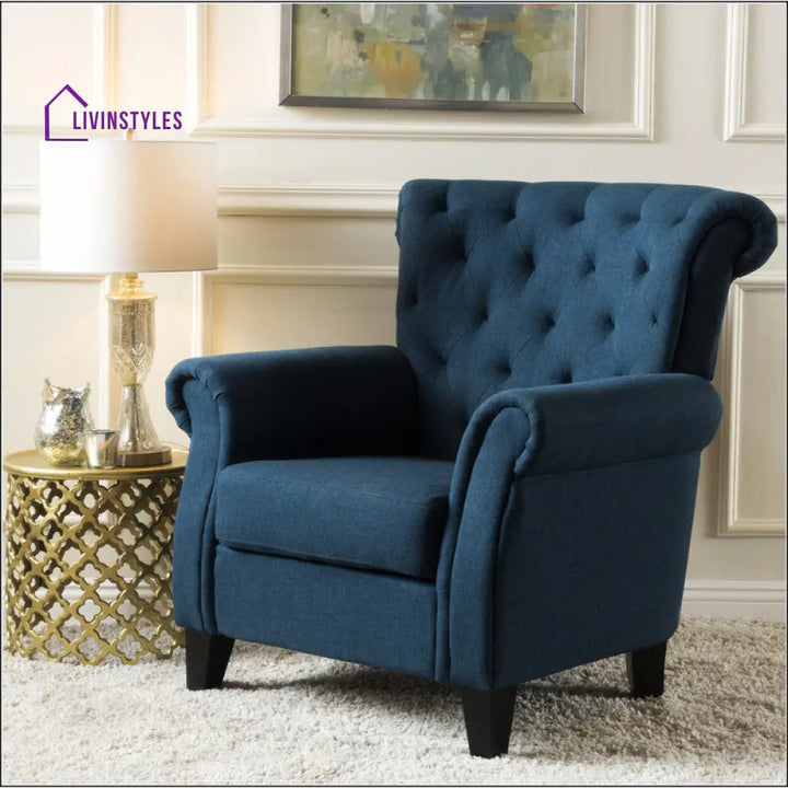 Yutika Solid Wood and Fabric Arm Chair | Living Room Chair | Lounge Chair