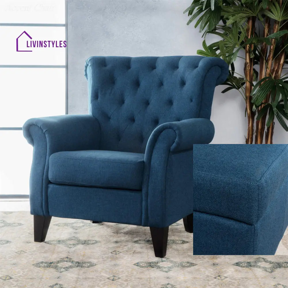 Yutika Solid Wood and Fabric Arm Chair | Living Room Chair | Lounge Chair