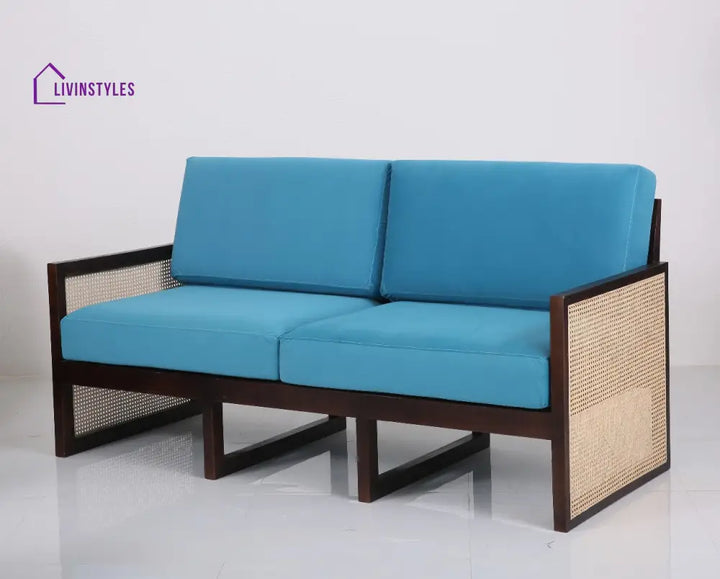 Yuvan Sheesham Wood and Cane Weaving 3 Seater Wooden Sofa