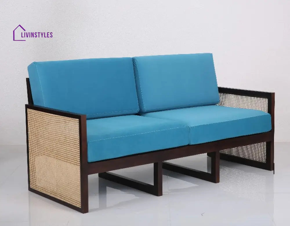 Yuvan Sheesham Wood and Cane Weaving 3 Seater Wooden Sofa