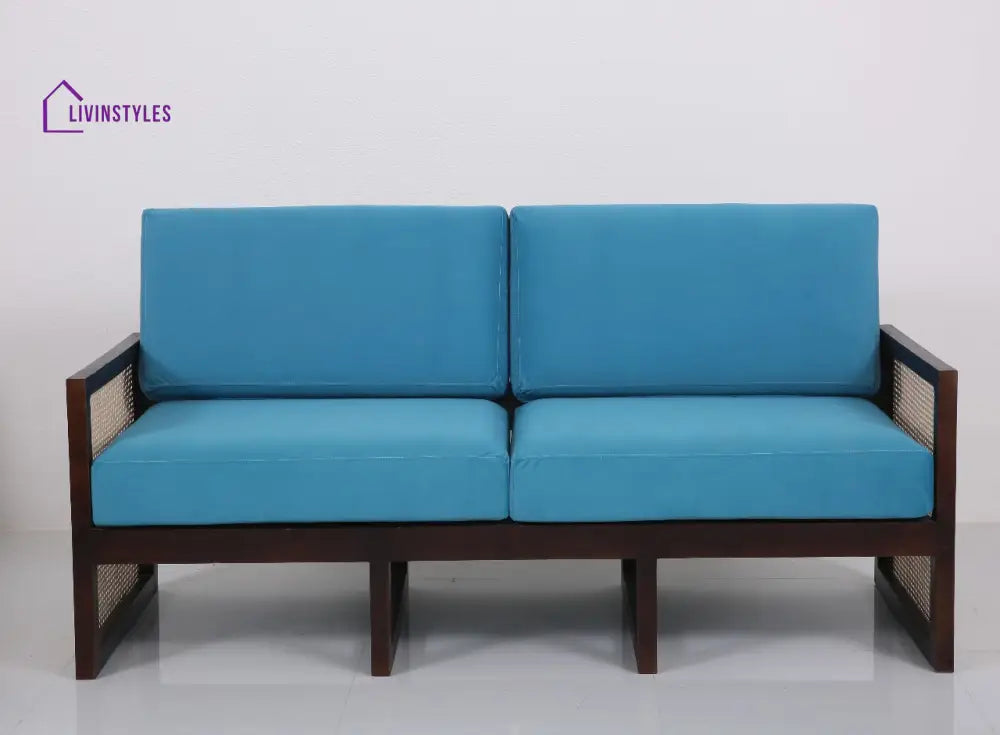 Yuvan Sheesham Wood and Cane Weaving 3 Seater Wooden Sofa