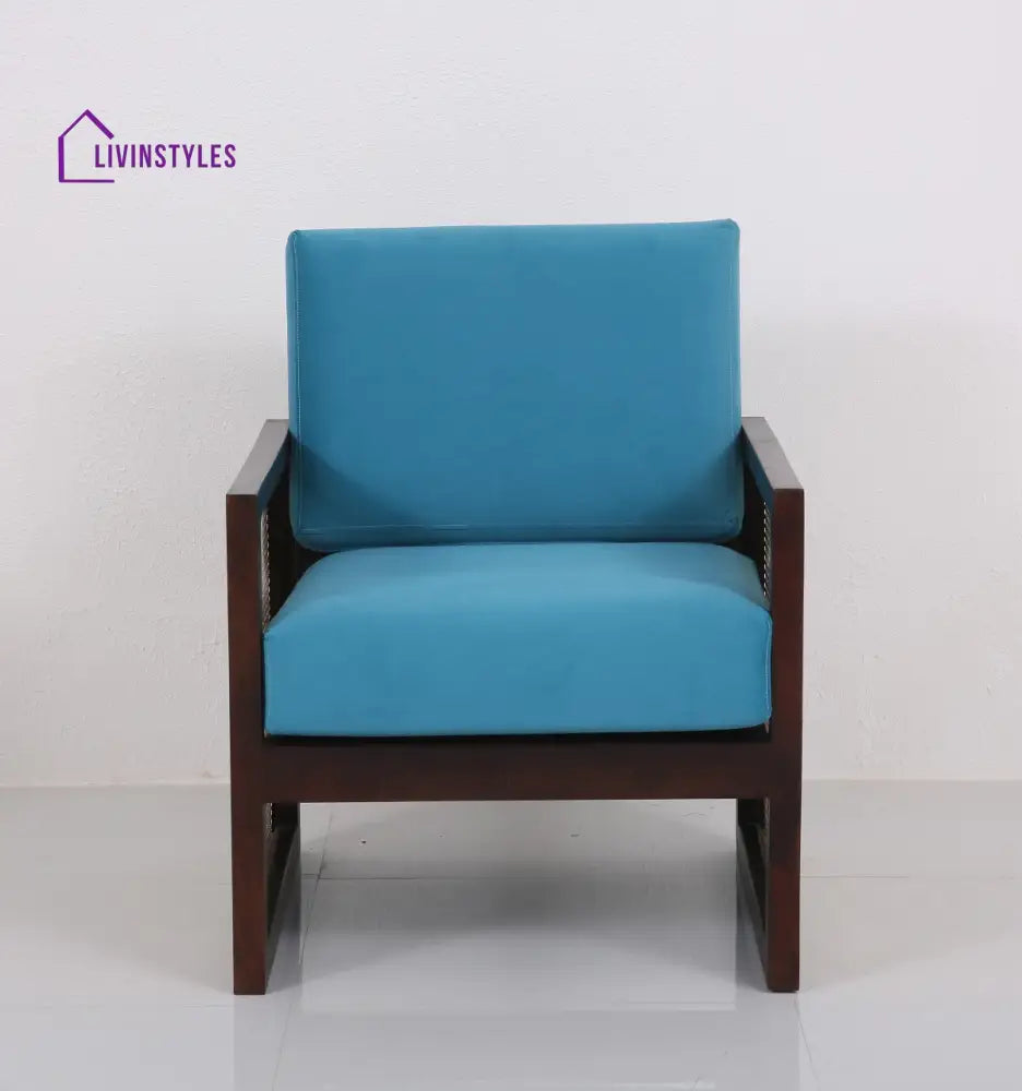Yuvan Sheesham Wood and Cane Weaving One Seater Wooden Sofa
