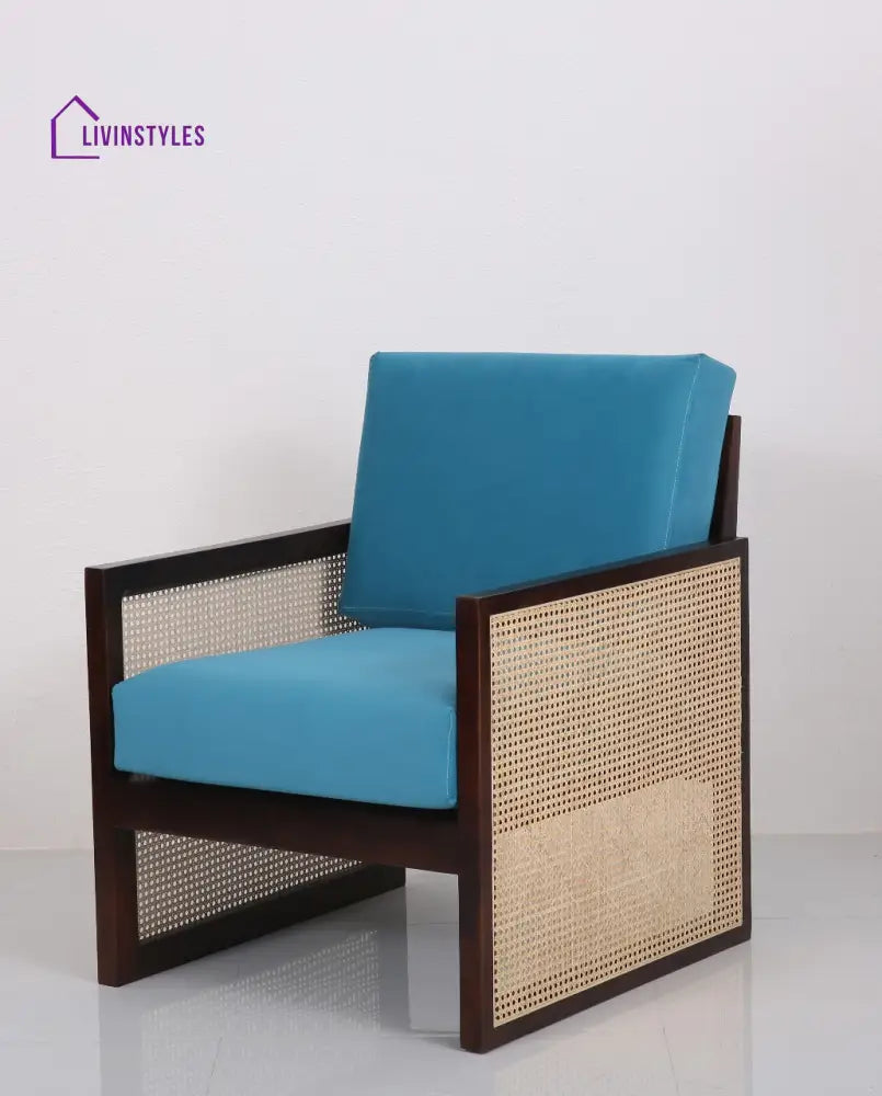 Yuvan Sheesham Wood and Cane Weaving Wooden Sofa Set | 3 + 1 + 1