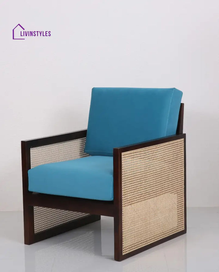 Yuvan Sheesham Wood and Cane Weaving Wooden Sofa Set | 3 + 1 + 1