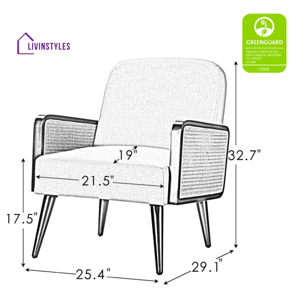 Yuvika Solid Wood and Fabric Arm Chair | Living Room Chair | Lounge Chair