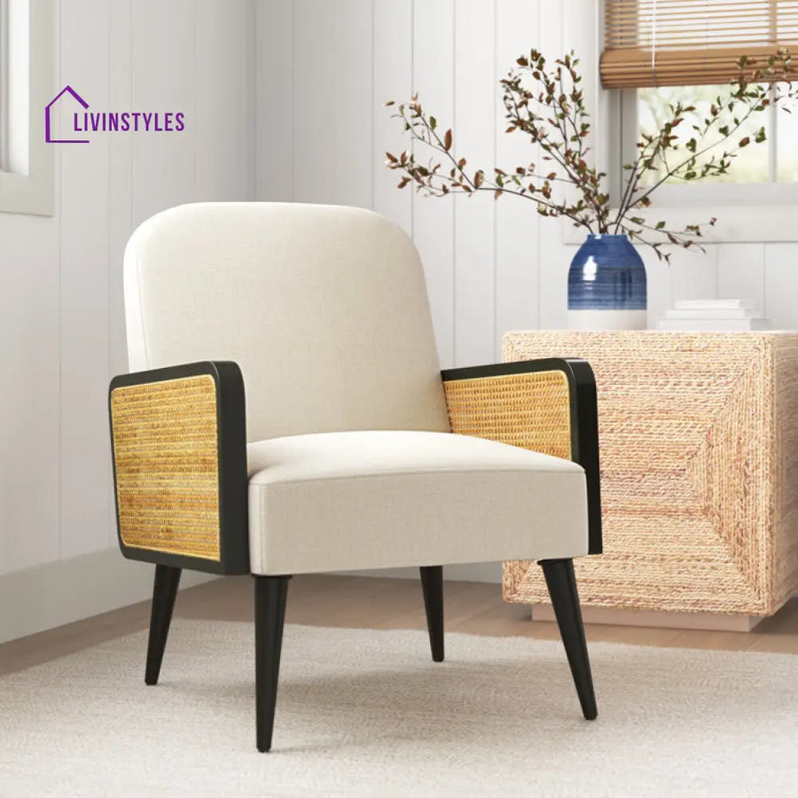 Yuvika Solid Wood and Fabric Arm Chair | Living Room Chair | Lounge Chair