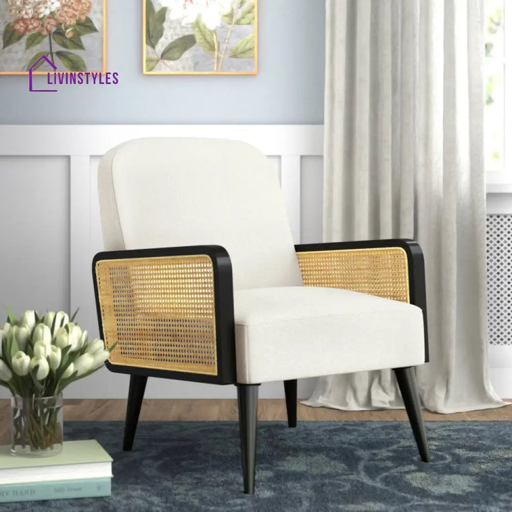 Yuvika Solid Wood and Fabric Arm Chair | Living Room Chair | Lounge Chair
