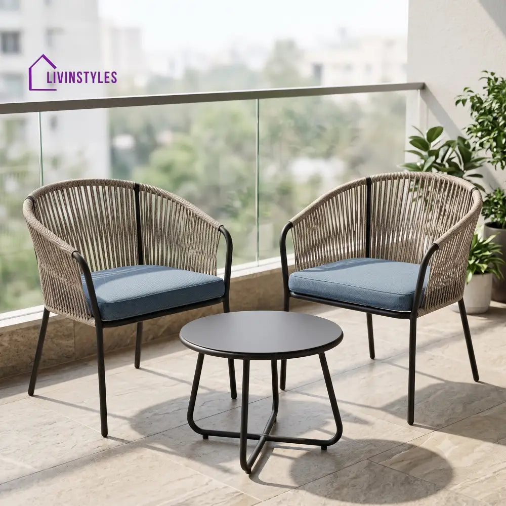 Yvette Outdoor Set 2 Chairs and 1 Table | Balcony Furniture Set