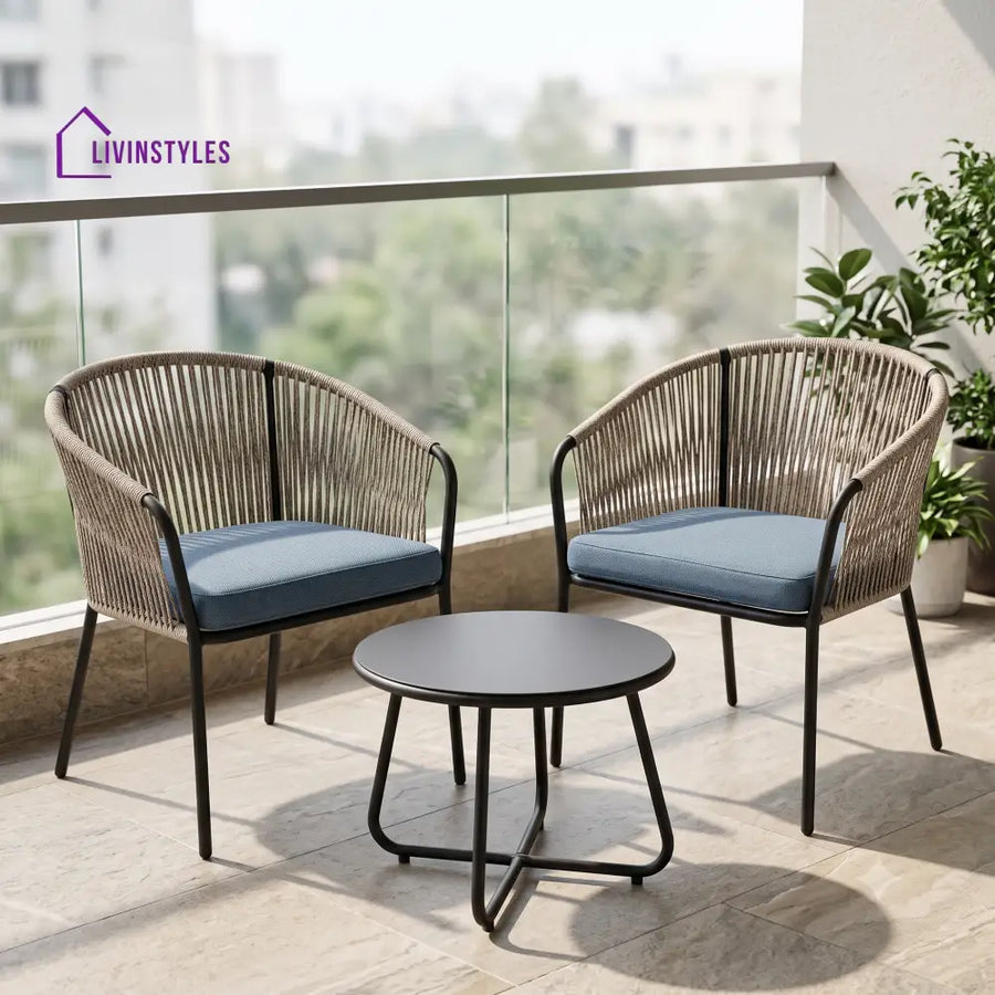 Yvette Outdoor Set 2 Chairs and 1 Table | Balcony Furniture Set