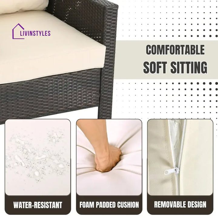 Yvonne Outdoor Rattan Wicker 1-Piece Loveseat Sofa - Sofa Set